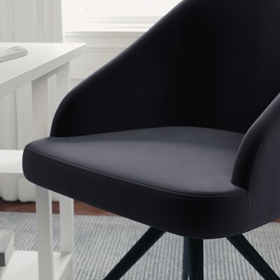 Martha Stewart Sora Velvet Swivel Task Chair, Gray/Oil Rubbed Bronze (CH222119GYBK)