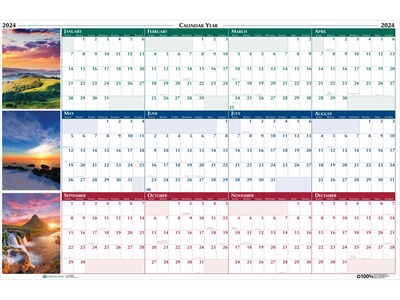2024 House of Doolittle Earthscape 24" x 37" Wet-Erase Yearly Wall Calendar, Reversible (393-24)