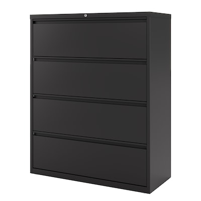 Quill Brand® Commercial 4 File Drawers Lateral File Cabinet, Locking, Black, Letter/Legal, 42"W (20063D)