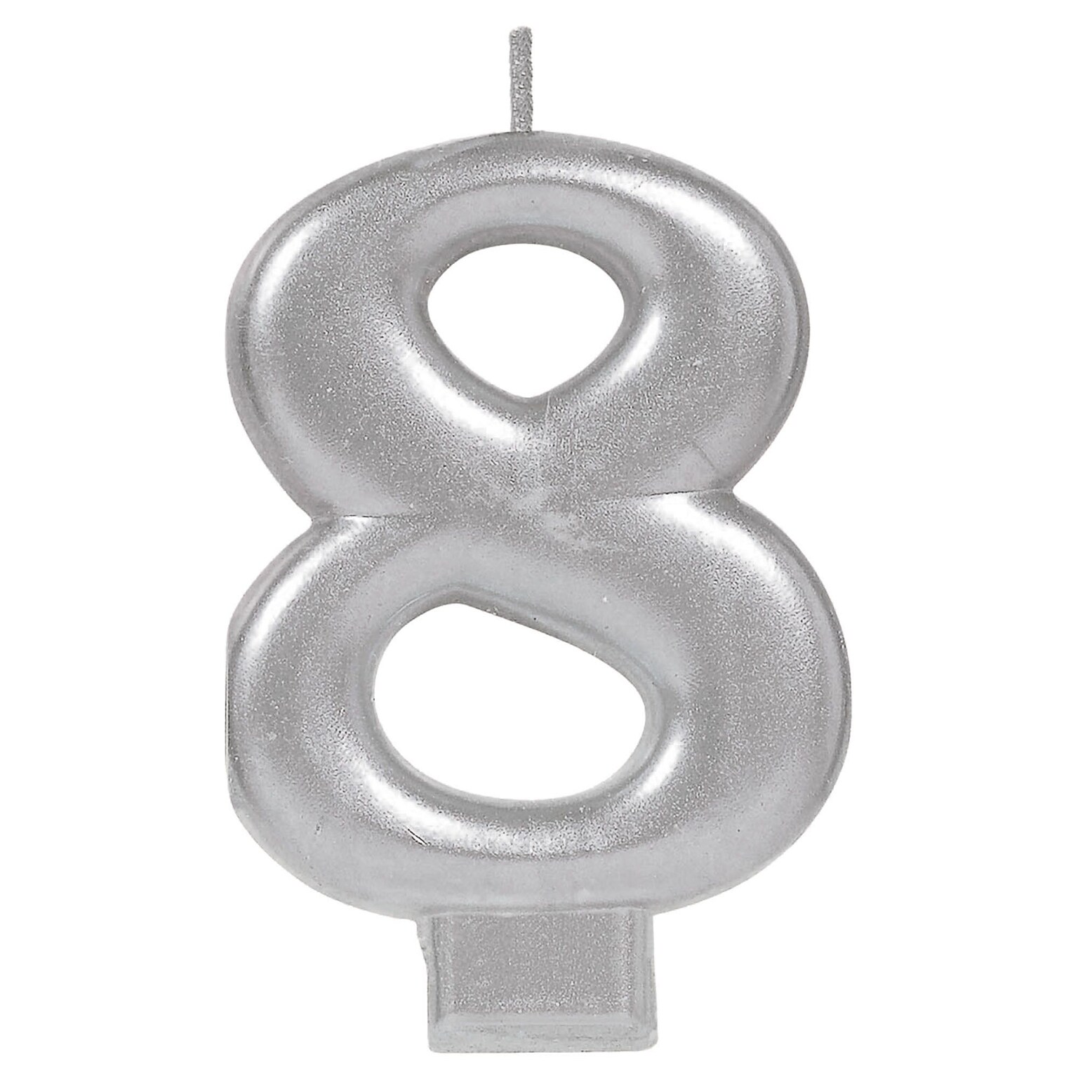 Party City Number 8 Birthday Candle, Silver (AM170584)