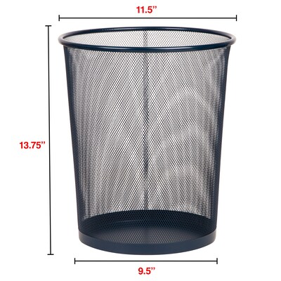 Staples Metal Mesh Trash Can, 4.4 Gallon, Navy Blue, 3/Pack (ST63860)