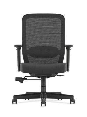 HON Exposure Mesh High-Back Task Chair, Synchro-Tilt, Lumbar, Seat Glide, 2-Way Arms, Black Fabric (BSXVL721LH10)