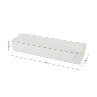 Martha Stewart Kerry Plastic Stackable Office Desk Drawer Organizer, Clear/Gold, 6/Set (BEPB8975G6CGD)