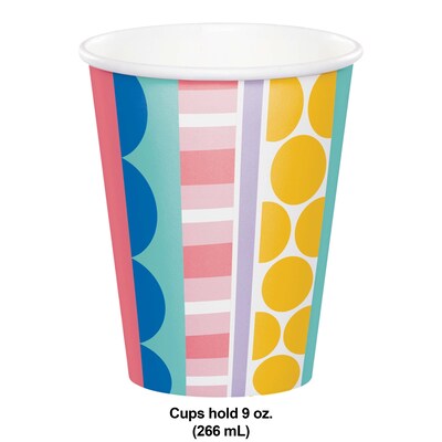 Creative Converting Party Patterns Birthday Paper Cups, Multicolored, 32/Pack (DTC365085CUP)