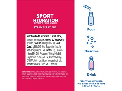 Nuun Sport Hydration Strawberry Kiwi Electrolyte Powder Drink Mix, 0.19 oz., 10 Packets/Box (12559332)