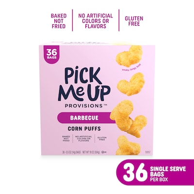 Pick Me Up Provisions™ Gluten Free Barbecue Corn Puffs, 0.5 oz., 36/Box (PM63577)
