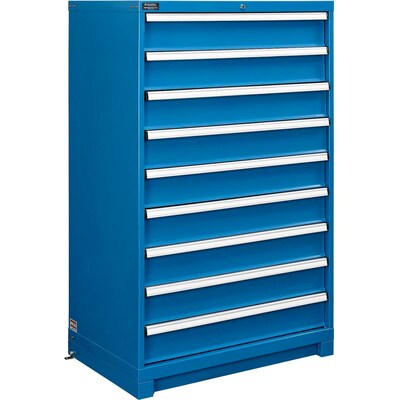 Global Industrial Modular Drawer Cabinet, 9 Drawers, w/Lock, 36W x 24D x 57H, Blue