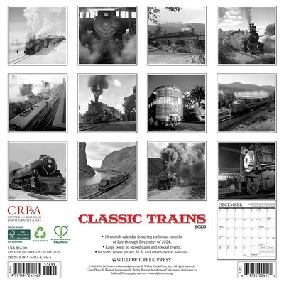 2025 Willow Creek Classic Trains 12 x 12 Monthly Wall Calendar (42465)