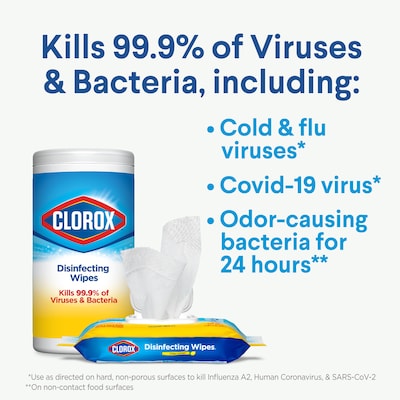 Clorox Disinfecting Wipes Value Pack, 75 Wipes/Container, 3/Pack (30208)