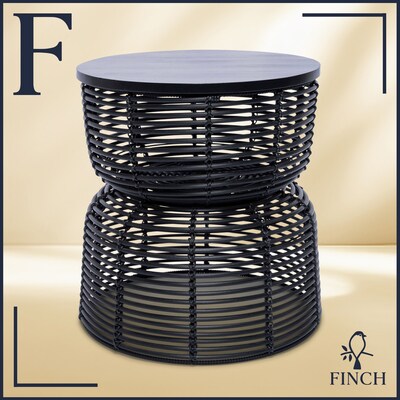 Finch Wyred Hourglass Side Table, Black (FUST10107A)