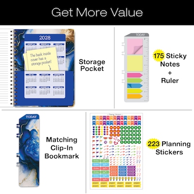 2027 Excello Brands 9" x 11" Weekly & Monthly Standard Planner, Paperboard Cover, Dark Blue Marble (FSHN-CY27-8511-23)