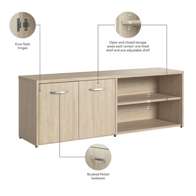 Bush Business Furniture Studio C Low Storage Cabinet with Doors and Shelves, Natural Elm (SCS160NE)