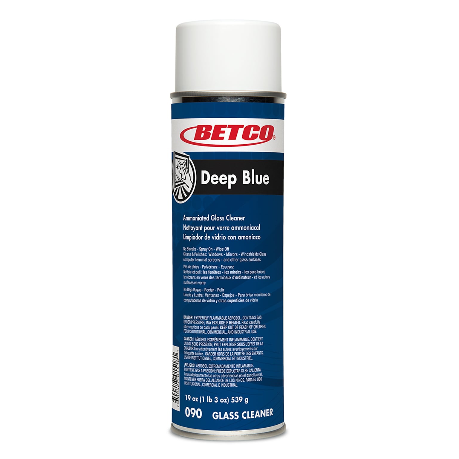 Betco Deep Blue Glass and Surface Cleaner, Fresh, 19 oz., 12/Carton (902300)