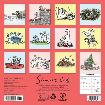 2026 Willow Creek Simons Cat 7 x 7 Monthly Wall Calendar (53751)