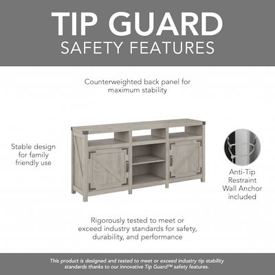 Bush Furniture Knoxville Console TV Stand, Screens up to 75", Cottage White (CGV265CWH-03)