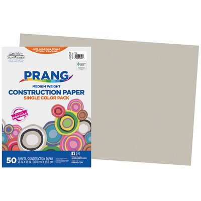 Prang 12 x 18 Construction Paper, Gray, 50 Sheets/Pack, 5 Packs/Bundle (PAC8807-5)