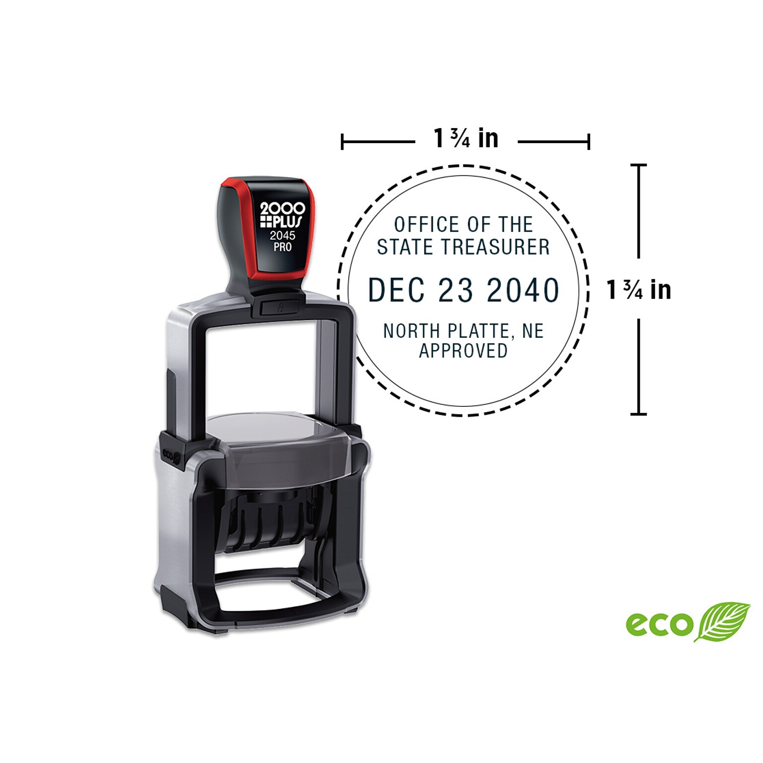 Custom 2000 Plus® Pro Self Inking 20456D Heavy Duty Metal Round Dater ...