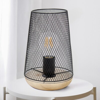 Creekwood Home Industrial Mesh 9" LED Table Lamp, Black (CWT-1004-BK)