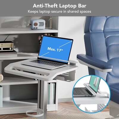 Mount-It! MedHub Mobile Medical Cart with Laptop Bar, Storage Accessories, and Locking Caster Wheels, White/Grey (MI-16029)