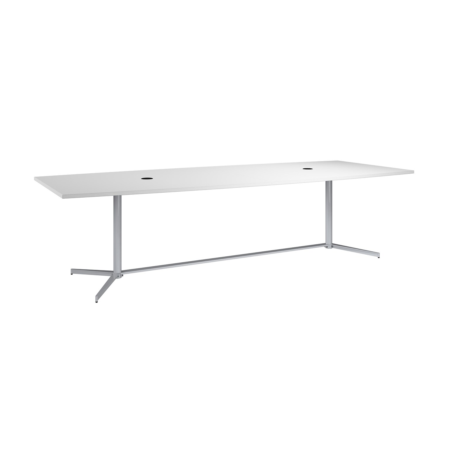 Bush Business Furniture 120W x 48D Boat Shaped Conference Table with Metal Base, White (99TBM120WHSVK)