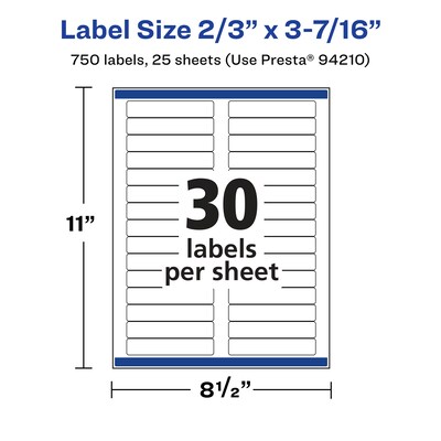 Avery Laser/Inkjet Multipurpose Labels, White, 30 Labels/Sheet, 25 Sheets/Pack (94210-RMP25)