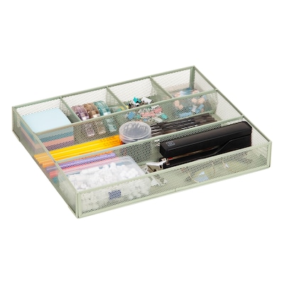 Staples 6-Compartment Metal Mesh Drawer Organizer, Sage Green (ST63846)