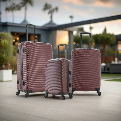 DUKAP Adly 3-Piece Hardside Spinner Luggage Set, TSA Checkpoint Friendly, Wine (DKADLSML-WIN)