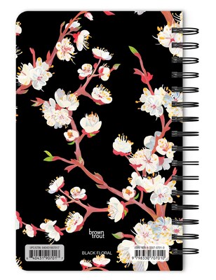 BrownTrout Black Floral 5.25 x 8.25 Academic & Calendar Year Personal Organizer, Multicolored (979