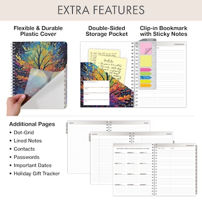 2027 Excello Brands Essential Pro 7" x 9" Weekly & Monthly Planner, Black Tree Seasons (ESPRO-CY27-79-32)