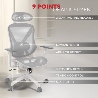 Staples Dexley Ergonomic Mesh Swivel Task Chair, Gray (UN61365)