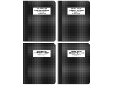 Better Office Composition Notebooks, 7.5 x 9.75, Graph Ruled, 80 Sheets, Black, 4/Pack (25604-4PK)