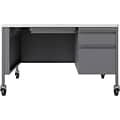 Hirsh Teachers 48W Mobile Single-Pedestal Teachers Desk, Platinum/White (22647)