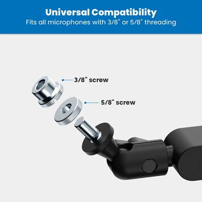 Mount-It! Premium Low-Profile Microphone Boom Arm for 3/8" & 5/8" Mic Mounts, Holds up to 4.4 lbs., Matte Black (MI-7612)
