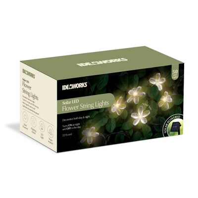 IdeaWorks Solar Flower String Lights – 50ct
