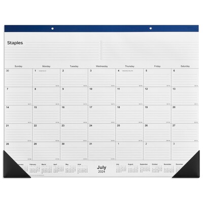 2024-2025 Staples 22" x 17" Academic Monthly Desk Pad Calendar, Navy  (ST59497-23)