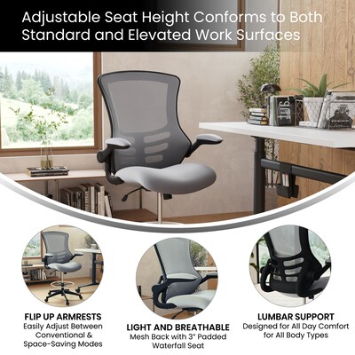 Flash Furniture Mesh Ergonomic Drafting Chair with Adjustable Foot Ring and Lumbar Support, Dark Gray (BLX5MDDKGY)