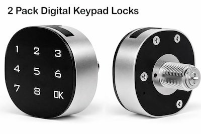 Alpine Industries Steel Electronic Keypad Locker Lock, Black/Silver, 2/Pack (701-TPL-2PK)