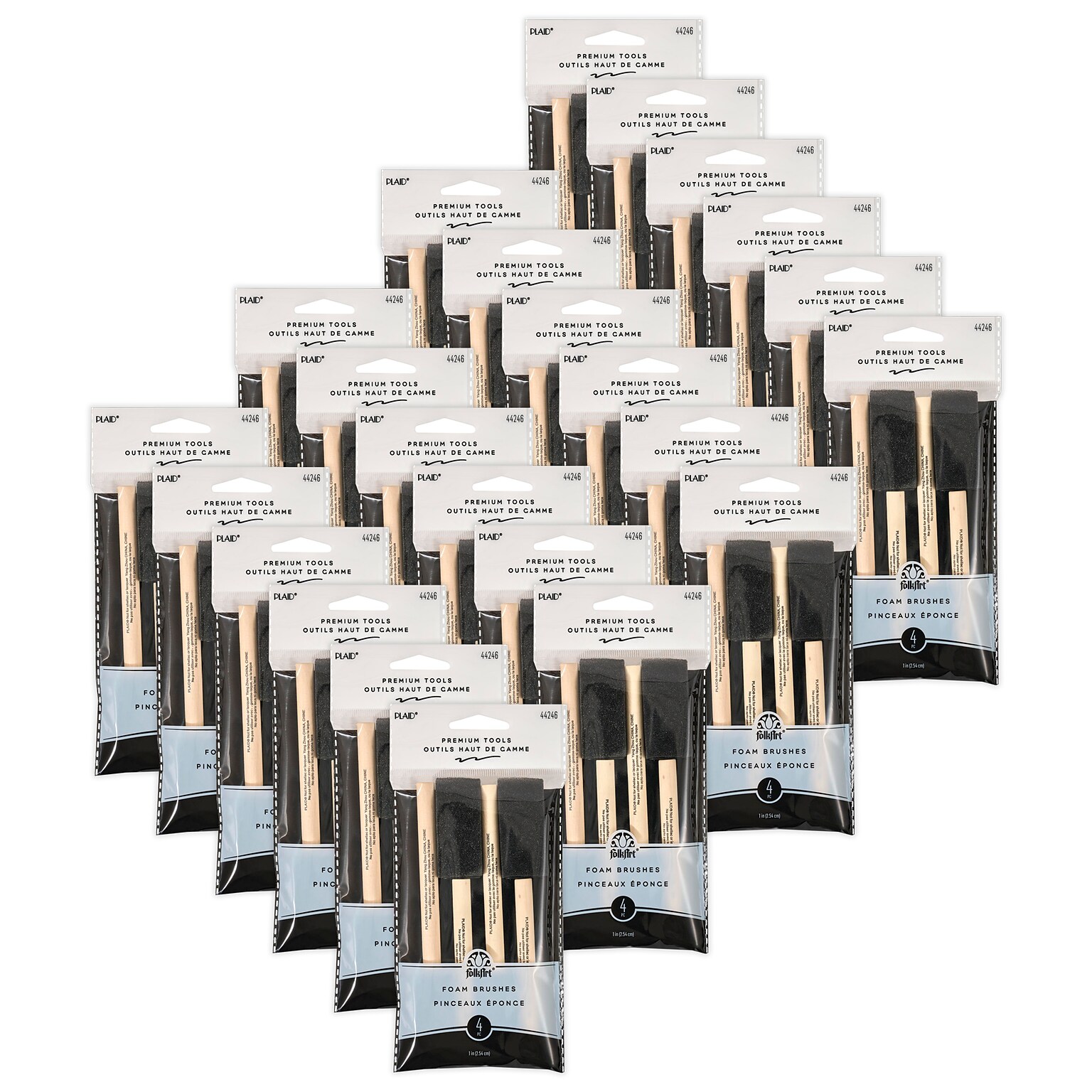 Plaid Foam Brushes, 4/Pack, 24/Bundle (PDE44246-24)