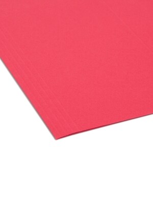 Smead Heavy Duty TUFF Recycled Hanging File Folder, 3-Tab Tab, Letter Size, Red, 18/Box (64043)