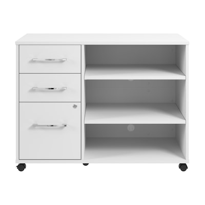 Bush Business Furniture Hustle Office Storage Cabinet with Wheels, White (HUF140WH)
