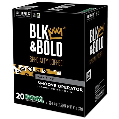 BLK & Bold Smoove Operator Coffee Keurig® K-Cup® Pods, Dark Roast, 80/Carton (OKB90056CT)