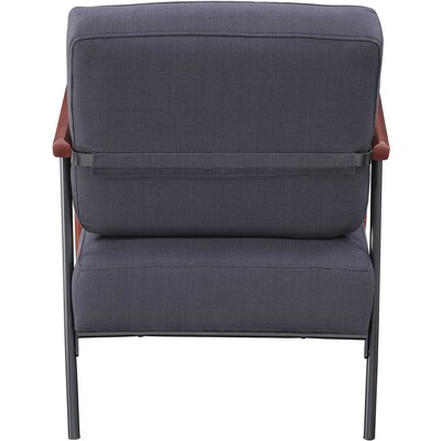Lorell Upholstered Rubber Wood Lounge Chair with Fabric Cushions, Black (LLR67000)