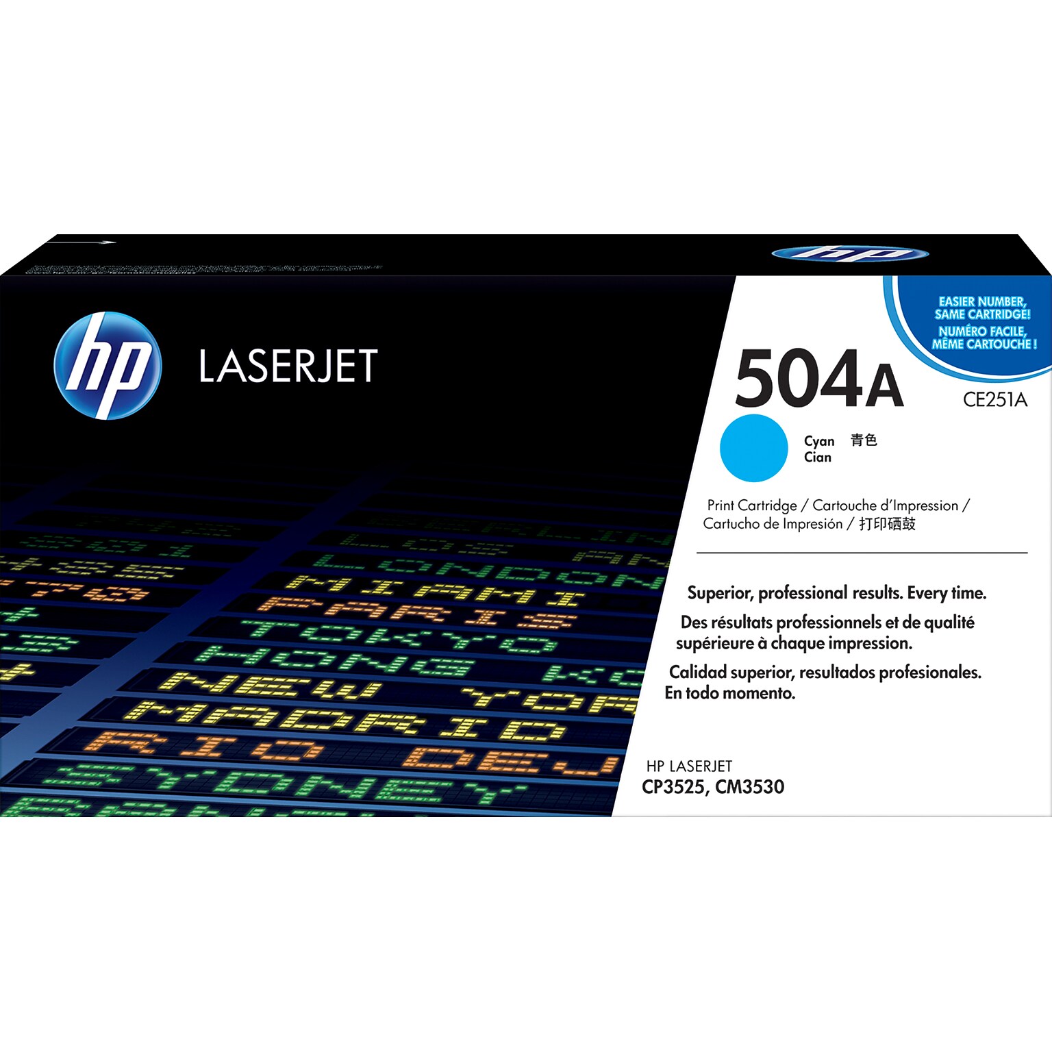 HP 504A Cyan Standard Yield Toner Cartridge, Prints Up to 7,000 Pages (CE251A)