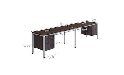 Boss Office Products Simple System 48W Desk with Pedestal, White, 2/Set (SGSD006-110-WT)