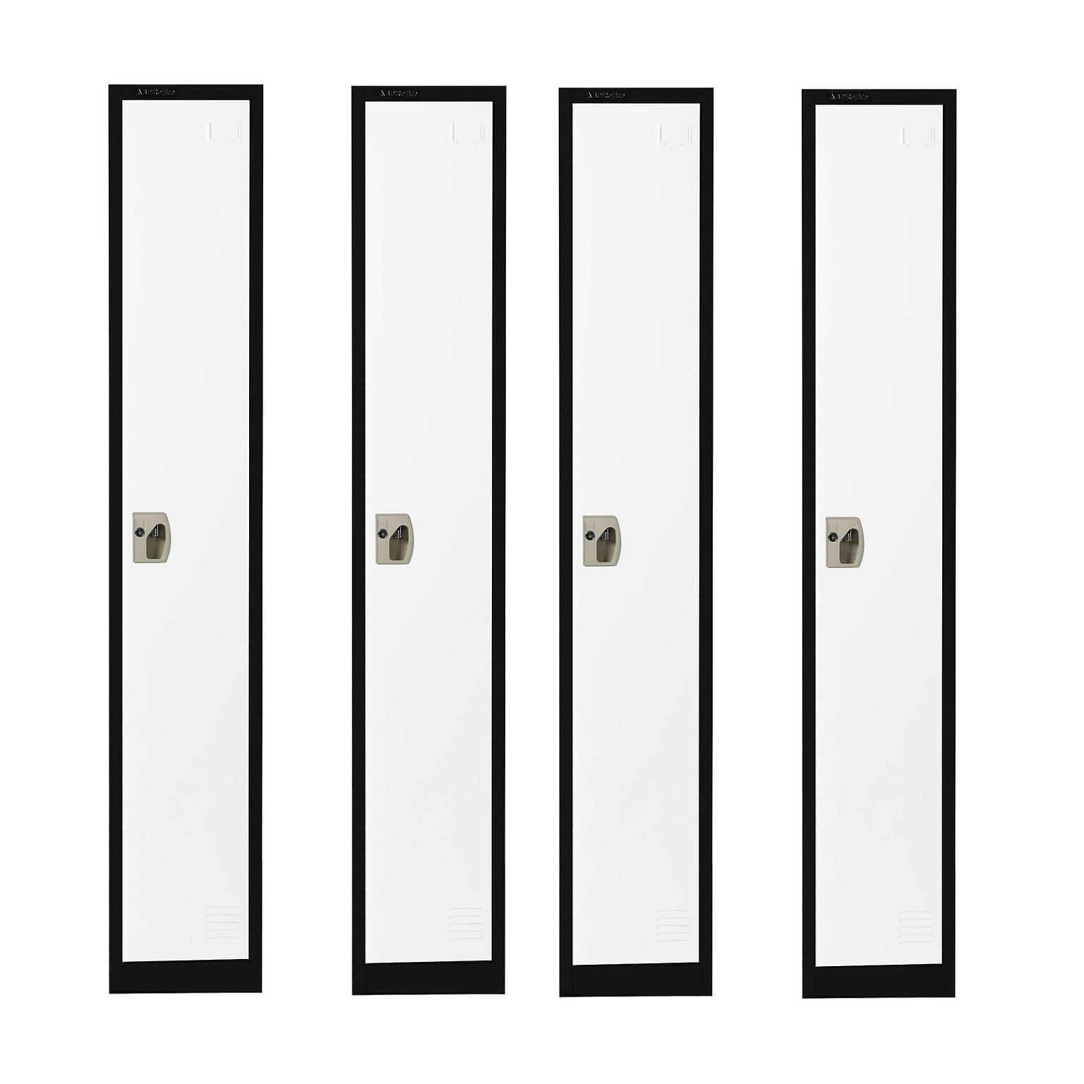 AdirOffice 72 Single Tier Black and White Storage Locker, 4/Pack (ADI629-201-B-W-PKG-4)