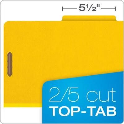 Pendaflex 60% Recycled Heavy Duty Pressboard Classification Folder, 2-Dividers, 2 1/2" Expansion, Legal Size, Yellow, 10/Box