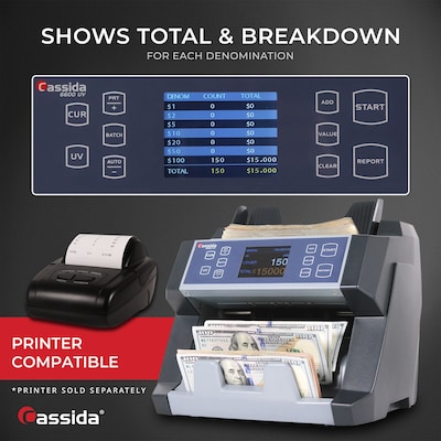 Cassida 6600UV Bill Counter, Gray