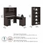 Bush Furniture Cabot 60"W L Shaped Computer Desk with Hutch and 5 Shelf Bookcase, Heather Gray (CAB011HRG)