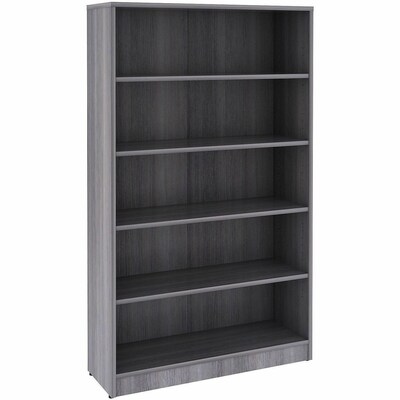 Lorell 60 5-Shelf Bookcase with Adjustable-Shelves, Weathered Charcoal Laminate (LLR69631)