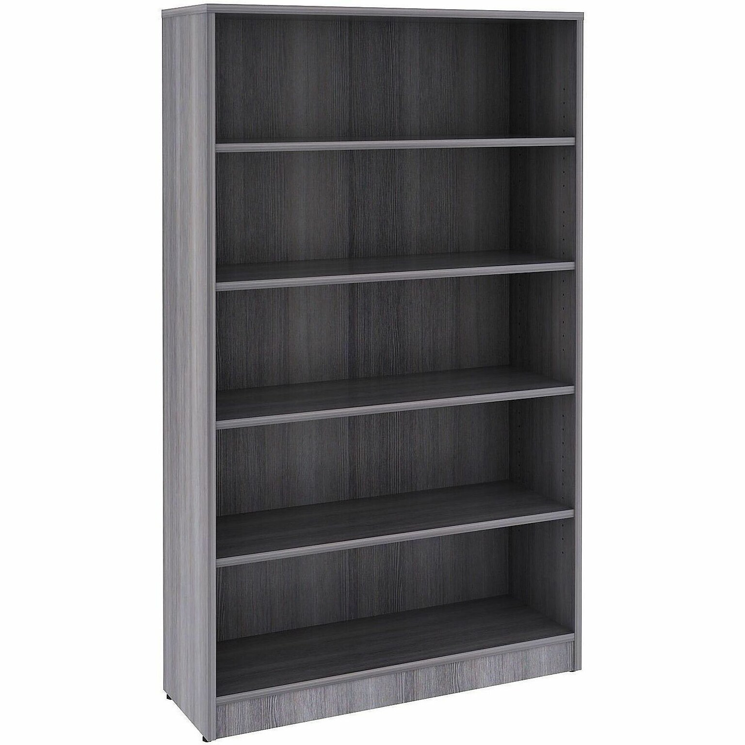 Lorell 60 5-Shelf Bookcase with Adjustable-Shelves, Weathered Charcoal Laminate (LLR69631)